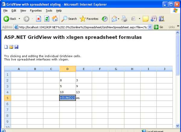 Online spreadsheets