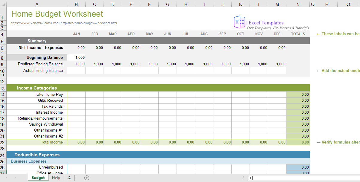 How to Create Home Budget Free Excel Tool