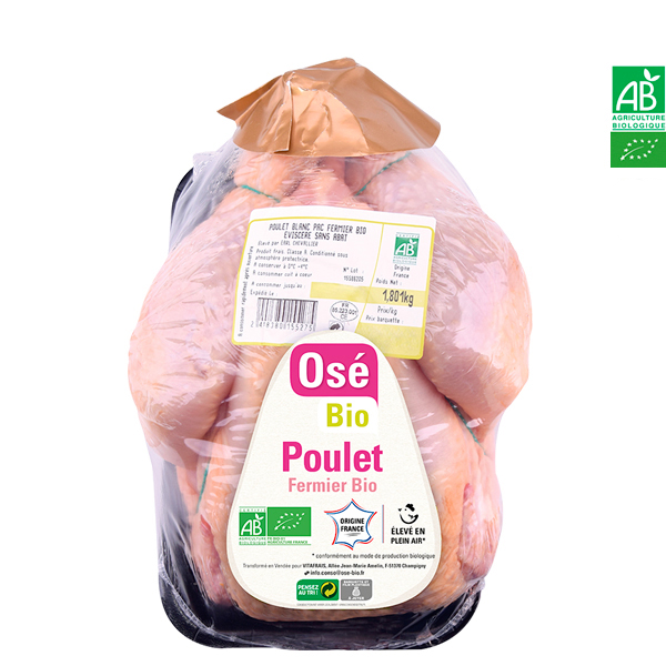 Poulet Fermier Blanc +/ 1.550kg Osé Bio Achat Poulet Fermier Blanc