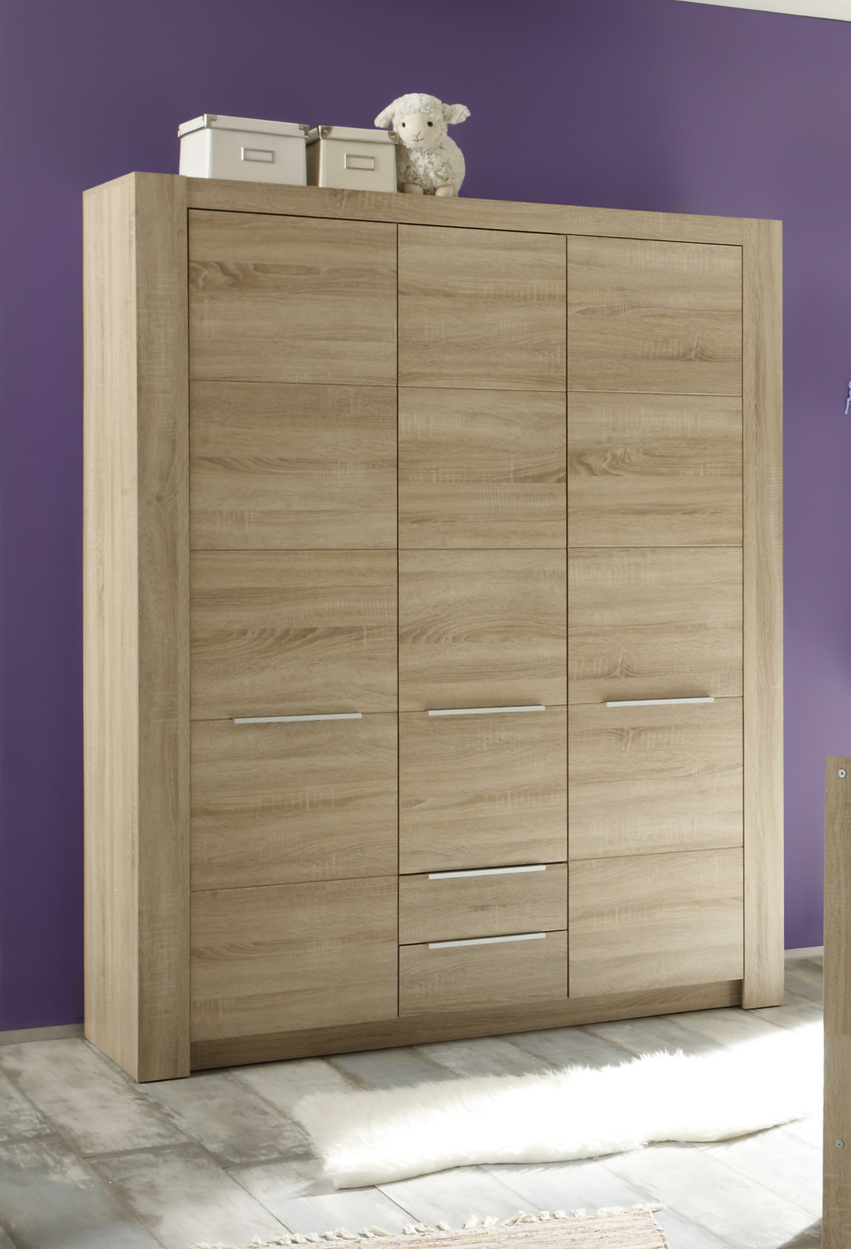 Kleiderschrank Eiche Sägerau Hell Woody 9300703 Holz modern Möbel24