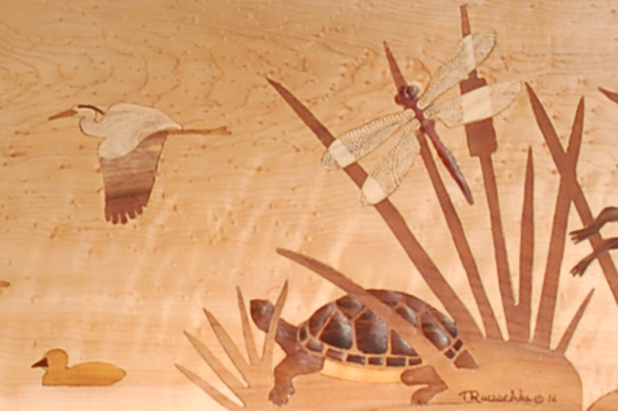 Wood Inlay Art Panel (Pond Life) Xntrix Art