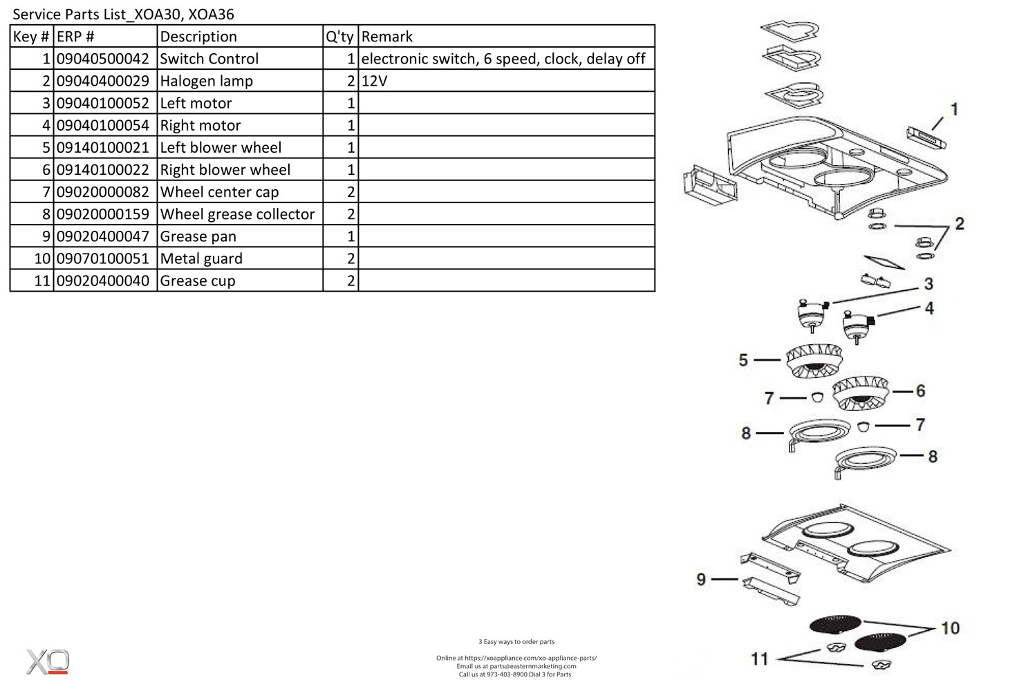 XOA Parts Catalog XO Appliance
