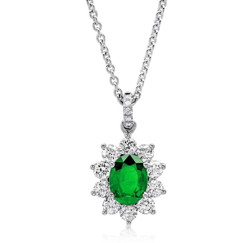 Classic Emerald Pendant Necklace XO Jewels