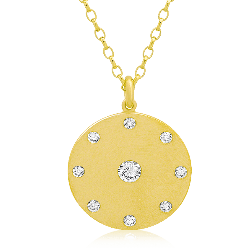 Round Disk Diamond Necklace XO Jewels