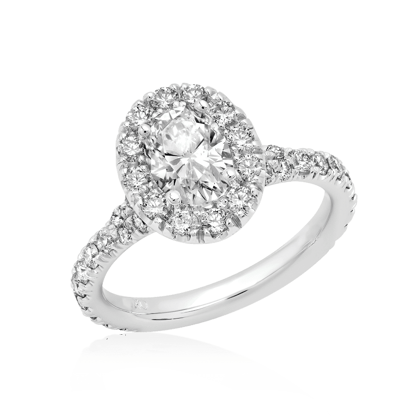 Oval Halo Engagement Ring with Eternity Style Band XO Jewels