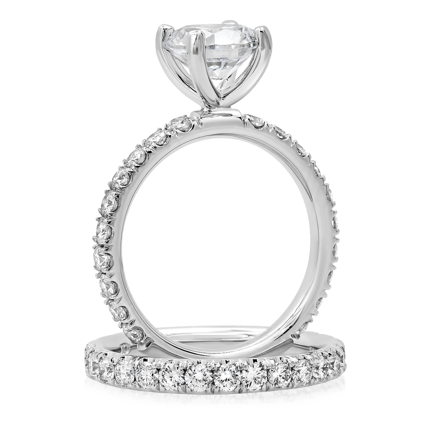 Solitaire Diamond Ring with Eternity Style Band XO Jewels