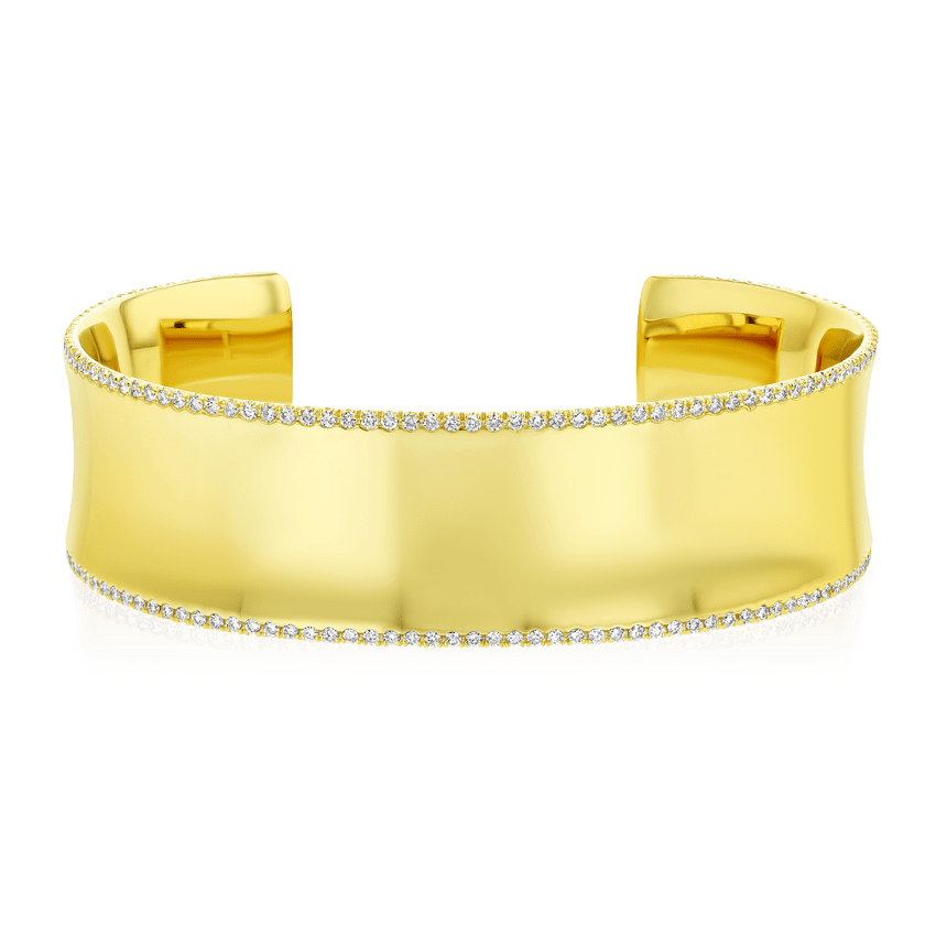 Gold Cuff Bracelet with Diamond Trim XO Jewels