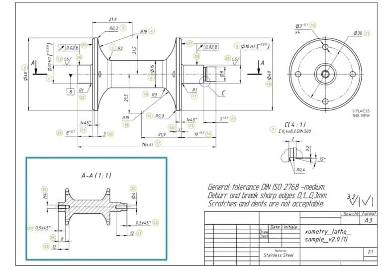 How To Prepare A Perfect Technical Drawing Xometry Europe
