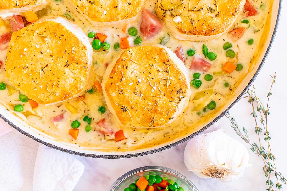 Leftover Ham Pot Pie with Biscuits xoxoBella