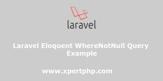 laravel eloquent WhereNotNull query example XpertPhp