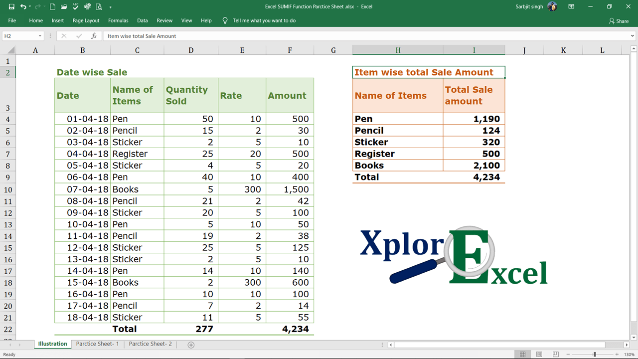 Excel SUMIF Function Download practice Sheet Xplore Excel