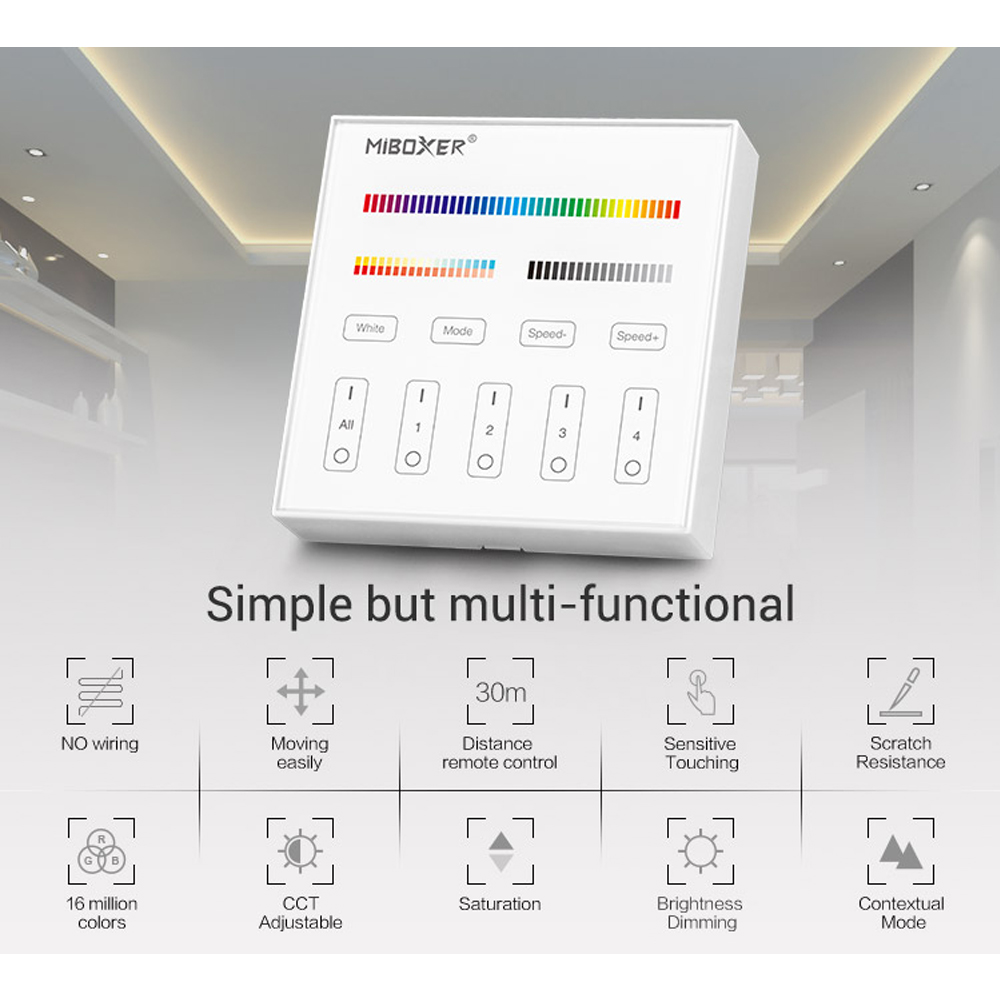 MiLight B4 Battery RGB+CCT Smart Wall Panel Remote