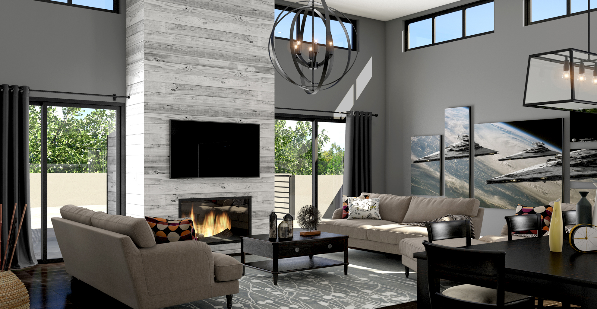 Contemporary California Living Room XR3D Studios