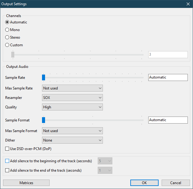 Output Audio Settings XRECODE3