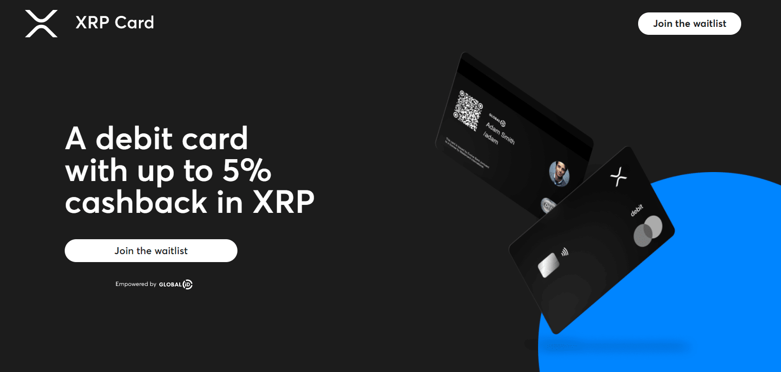 GlobalID XRP Debt Card With 5 Cash Back XRP Right Now