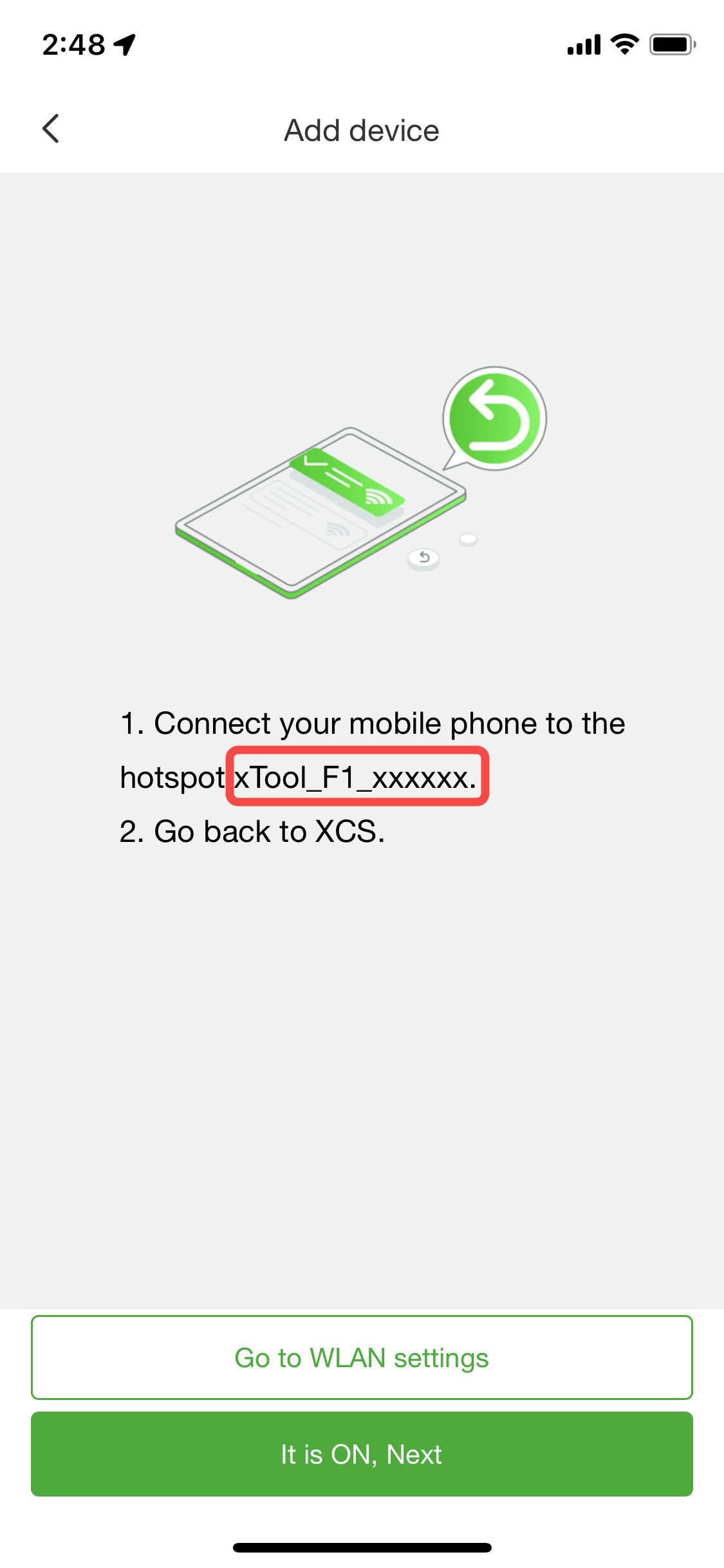Configuring Network for xTool F1 with XCS on a Mobile Phone Fails xTool