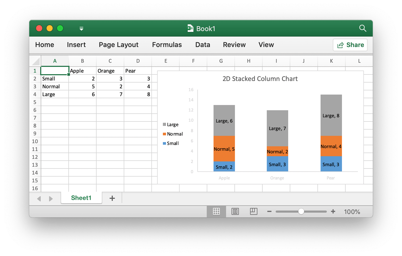 2D stacked column chart · Excelize Document