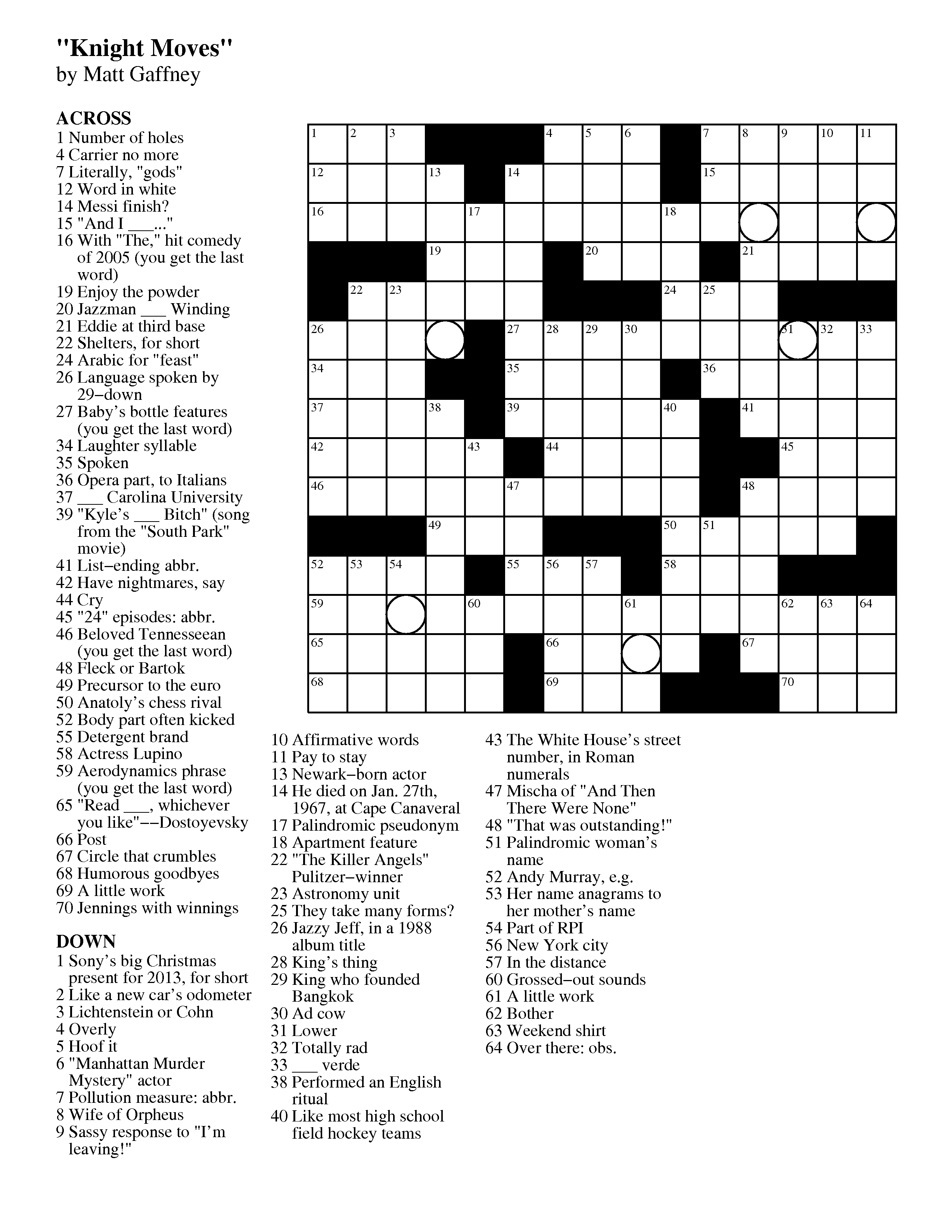mgwcc243 Matt Gaffney's Weekly Crossword Contest