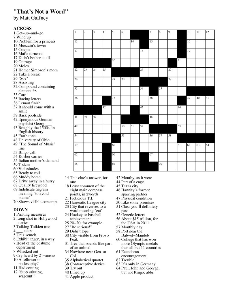 August 2013 Matt Gaffney's Weekly Crossword Contest Page 2