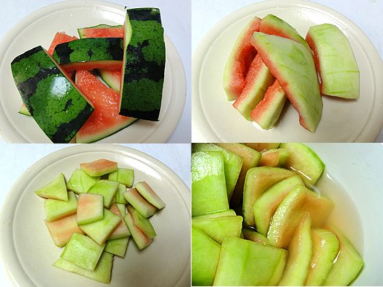 スイカの皮を天日干ししてこれだけ減らした！ごみダイエット大作戦 | 森ノオト スイカの皮の漬け物
