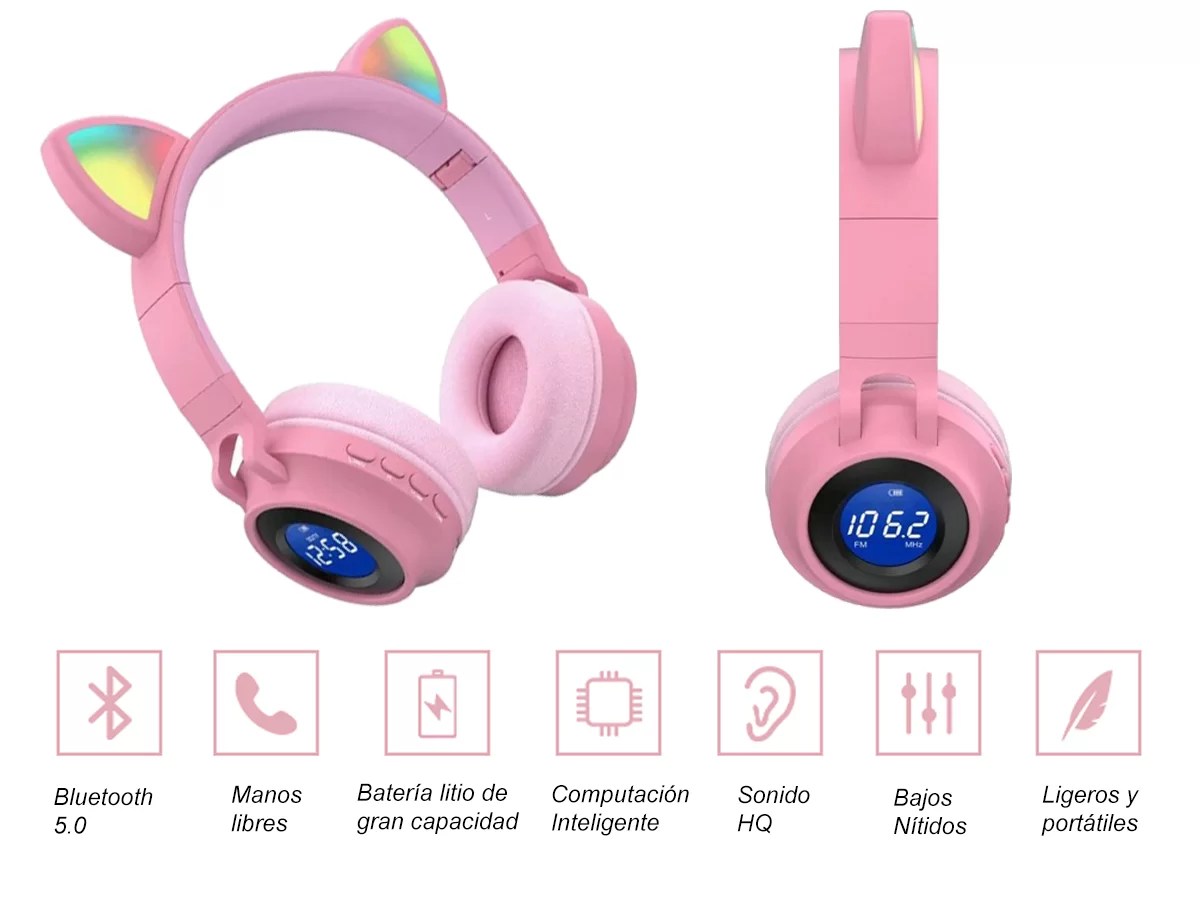 Audifonos Inalámbricos Bluetooth Con Orejas De Gato Jr028 XYZ