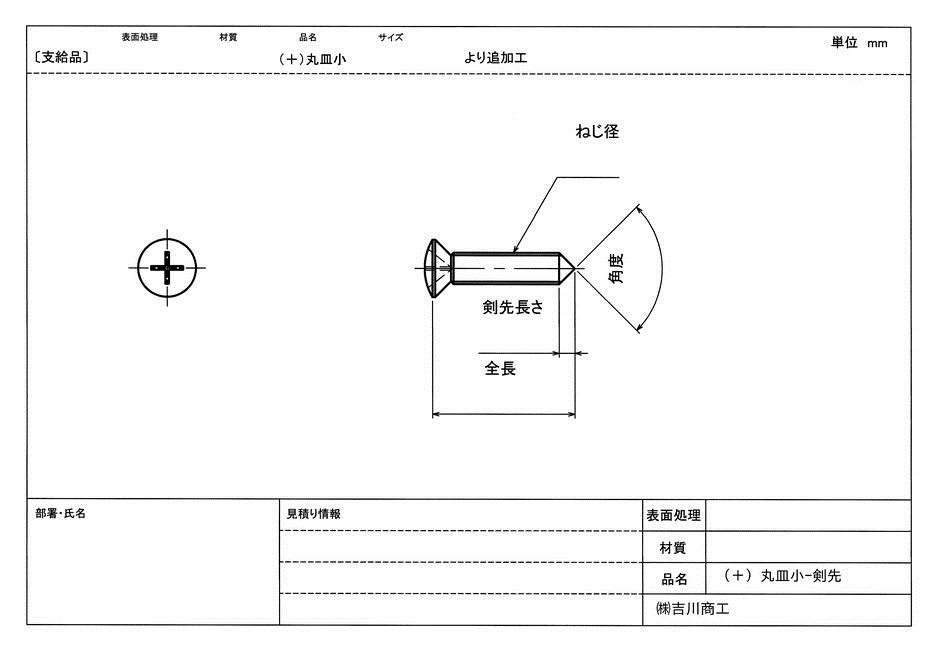 小ねじ剣先追加工 吉川商工