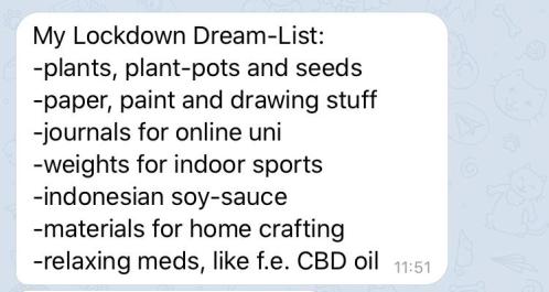 Lockdown wish list