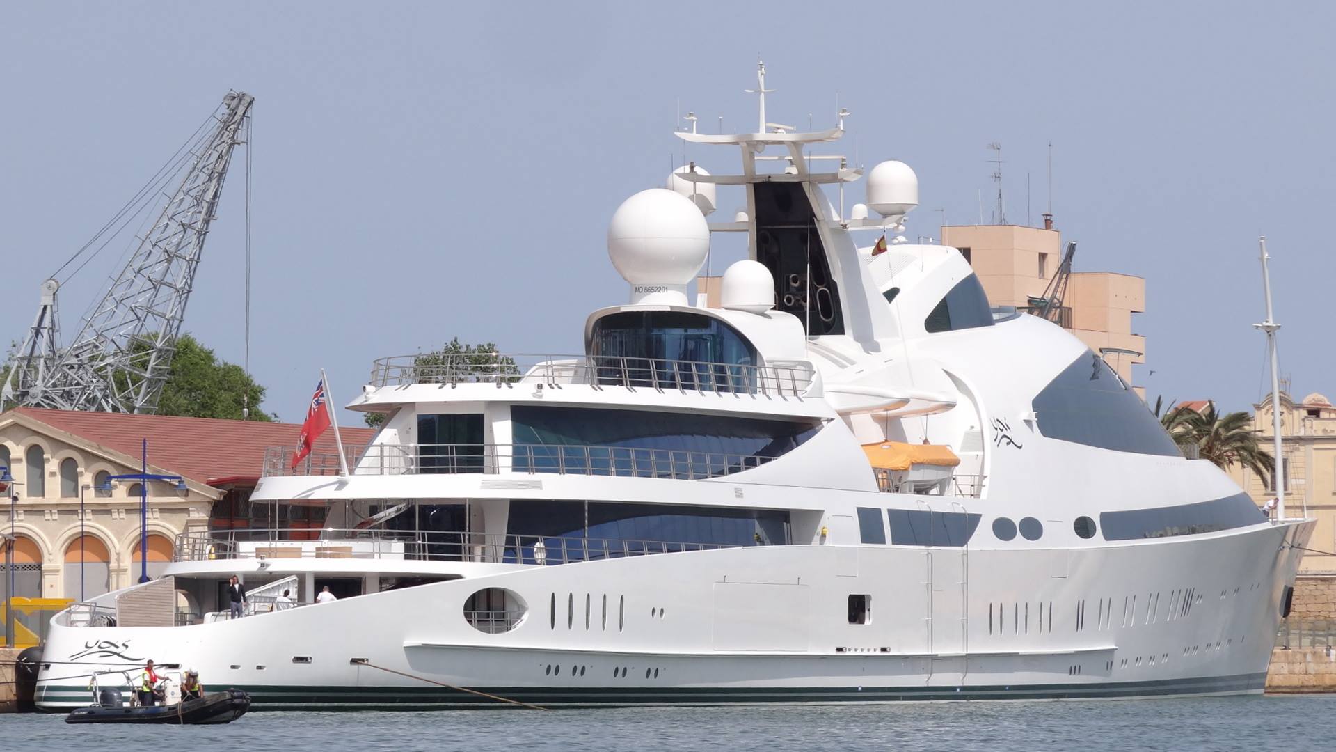 141m megayacht Yas pictured in Tarragona, Spain Yacht Harbour