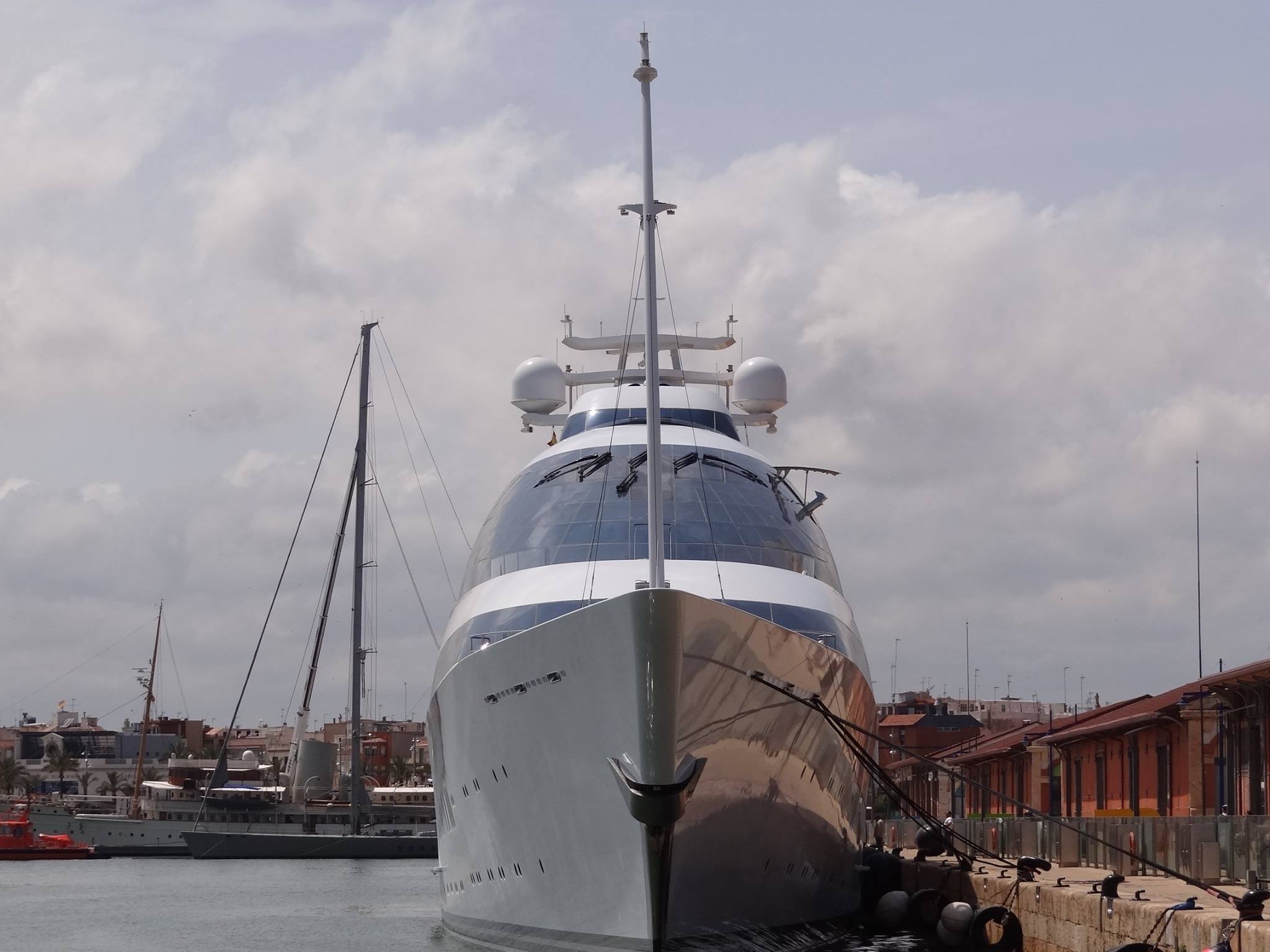 141m megayacht Yas pictured in Tarragona, Spain Yacht Harbour