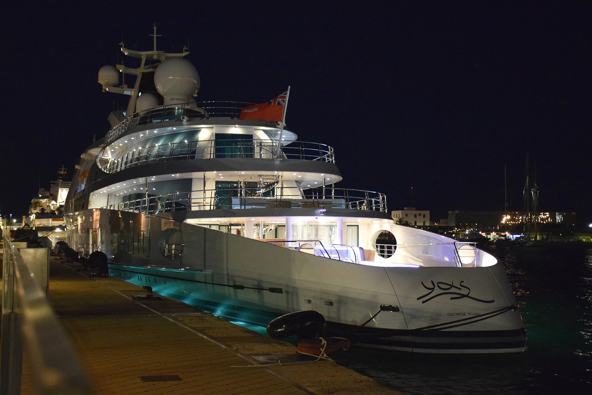 141m megayacht Yas pictured in Tarragona, Spain Yacht Harbour