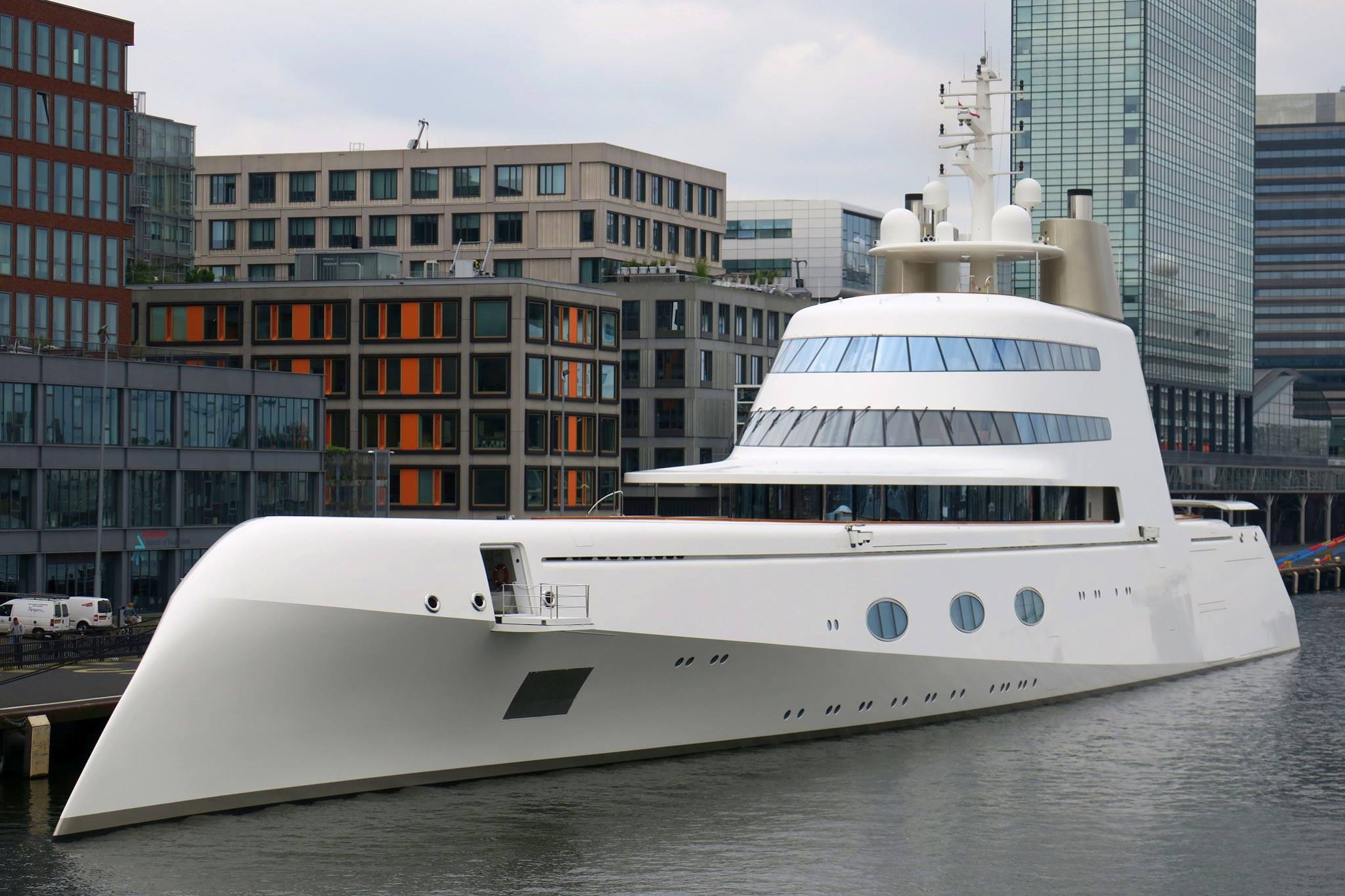 M/Y A pictured in Amsterdam, the Netherlands Yacht Harbour