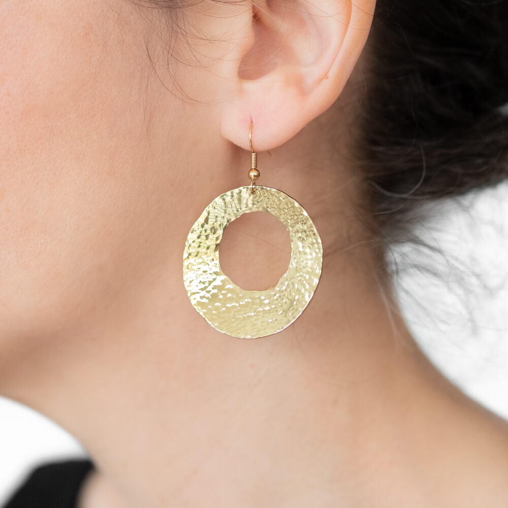 Hammered Metal Hoop Earrings Yad LaKashish