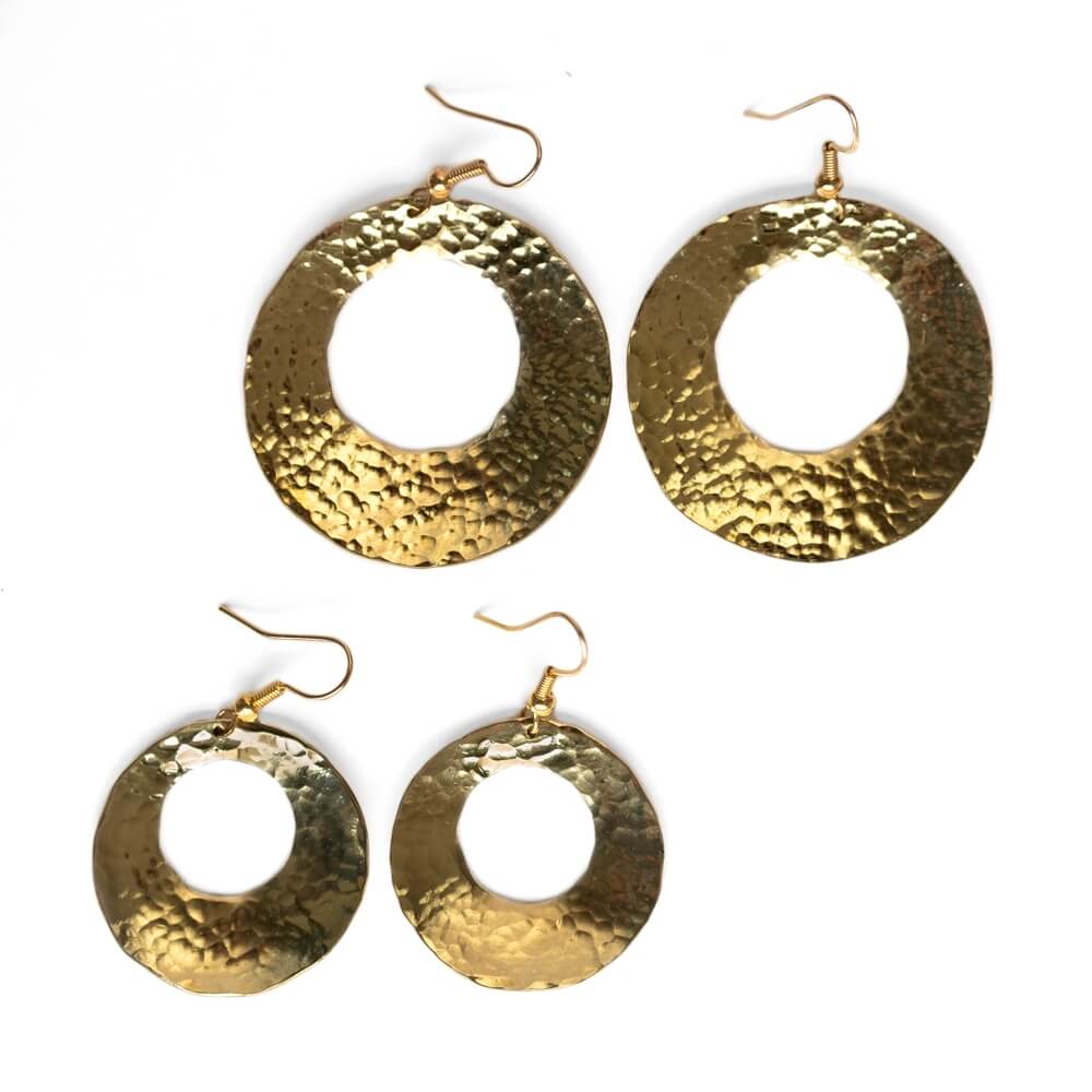 Hammered Metal Hoop Earrings Yad LaKashish