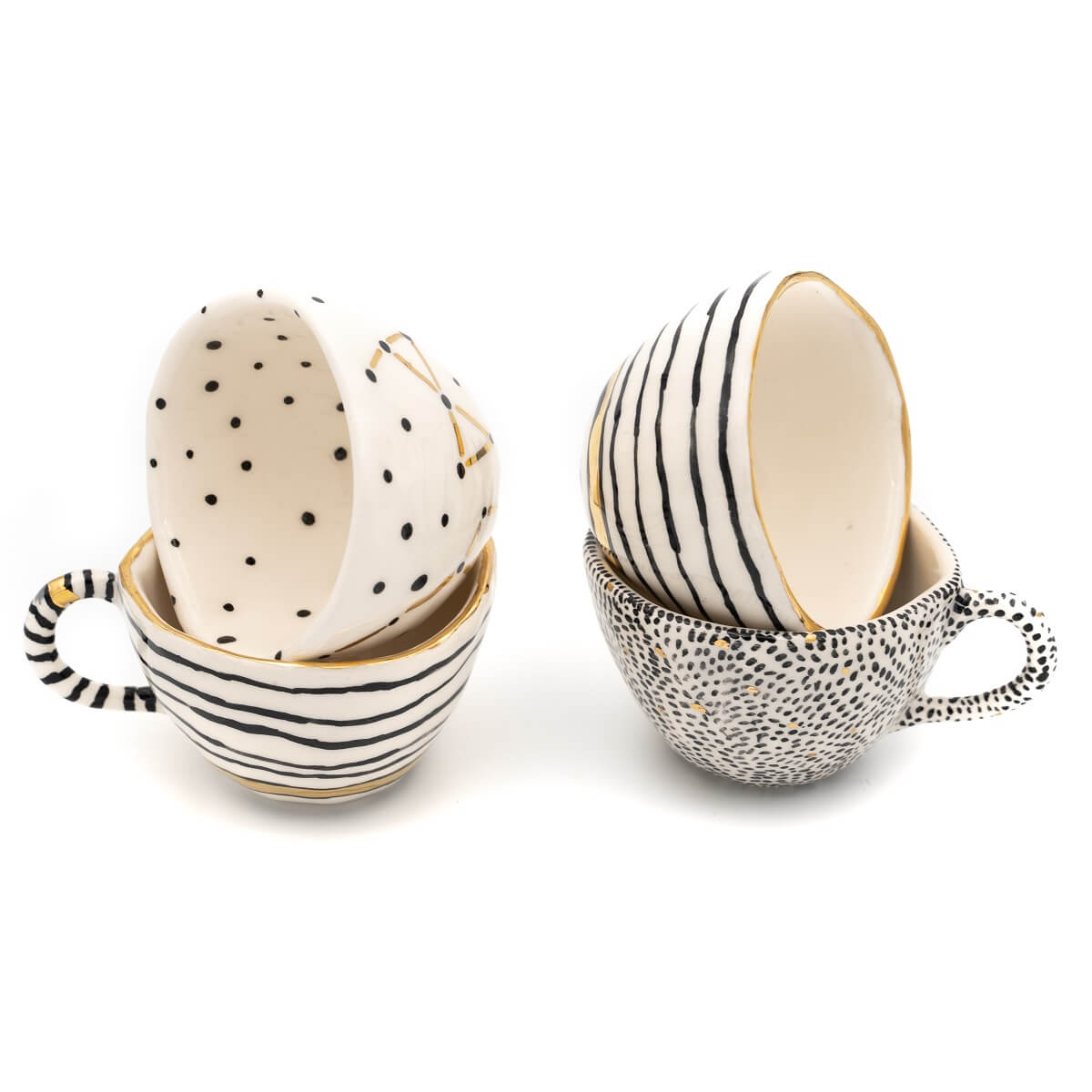 Black and White Cappuccino Cup Set Yad LaKashish