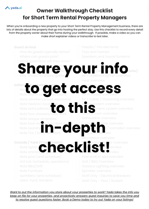 Short Term Rental New Property Checklist