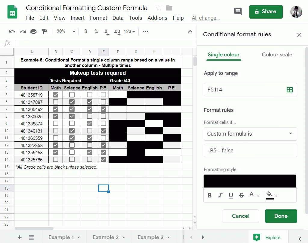 Google Sheets Conditional Formatting with Custom Formula Yagisanatode