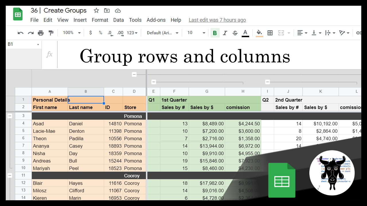 Google Sheets Beginners Grouping Rows And Columns 36 Yagisanatode