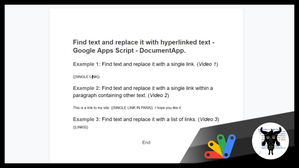 How to find and replace text in a Google Doc with a link or a list of links with Google Apps