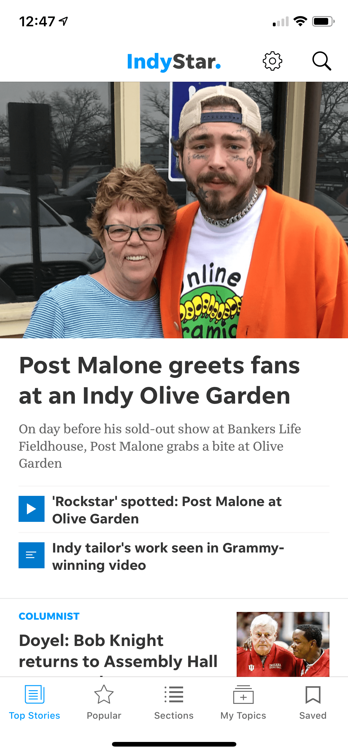 Post Malone in Indiana Yale Reardon