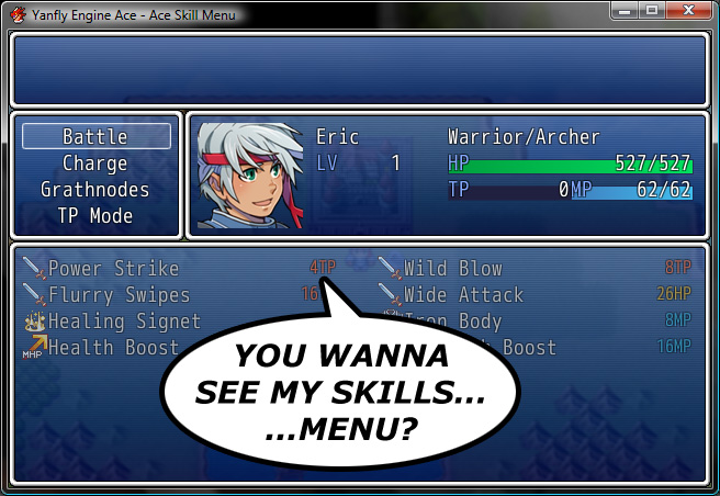 Ace Skill Menu | Yanfly Channel