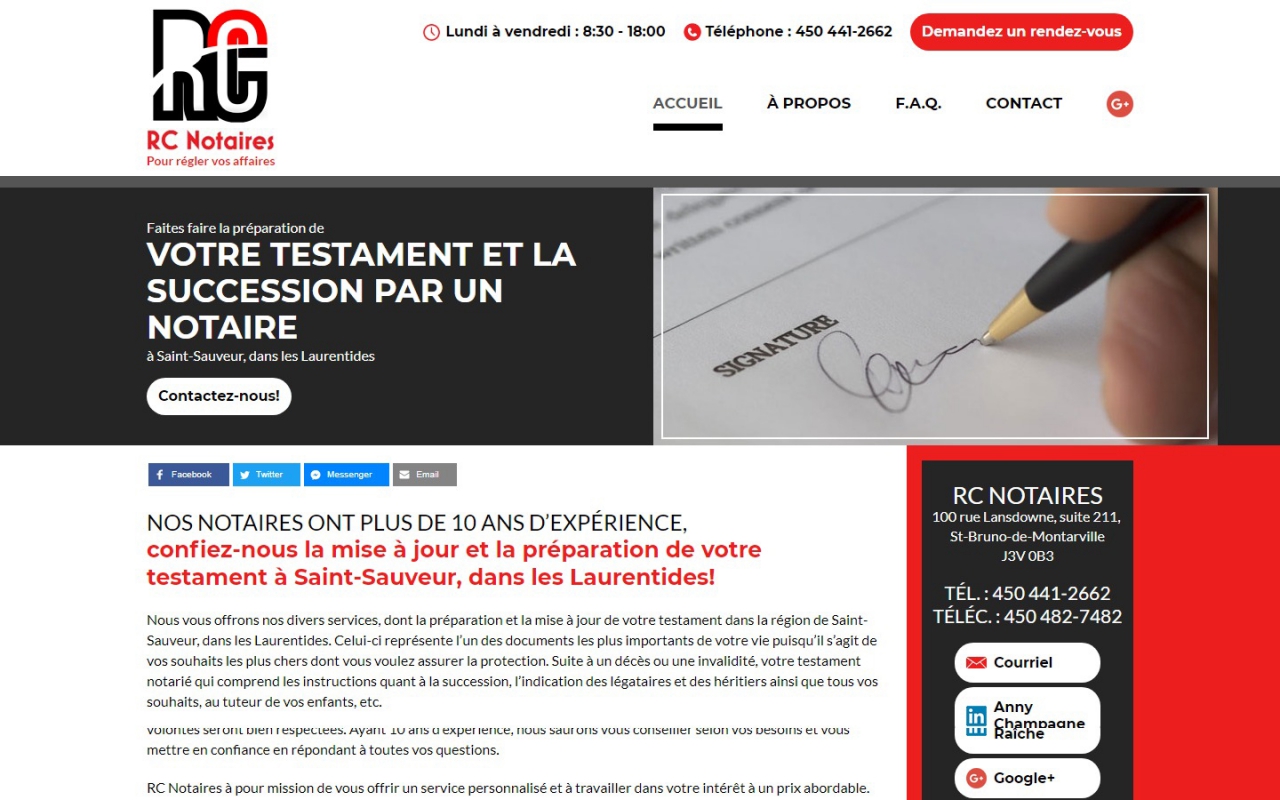 RC Notaires Services de notaire, dont le testament, à SaintSauveur