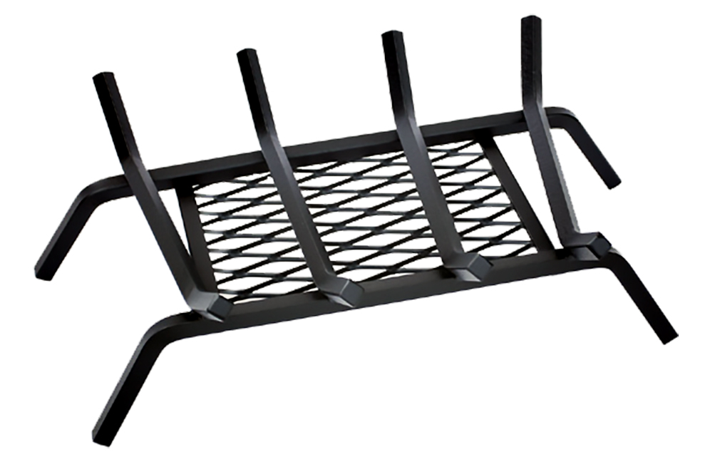 Steel Fireplace Grate with Ember Retainer 4 Bars 18“ x 11” x 5.6”