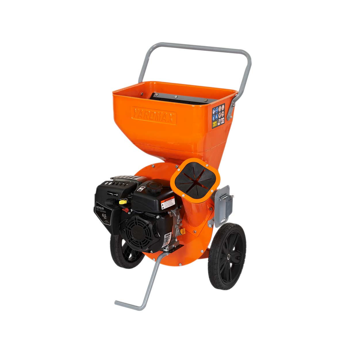 YARDMAX 2-in-1 Chipper Shredder, compact and powerful, mulches and