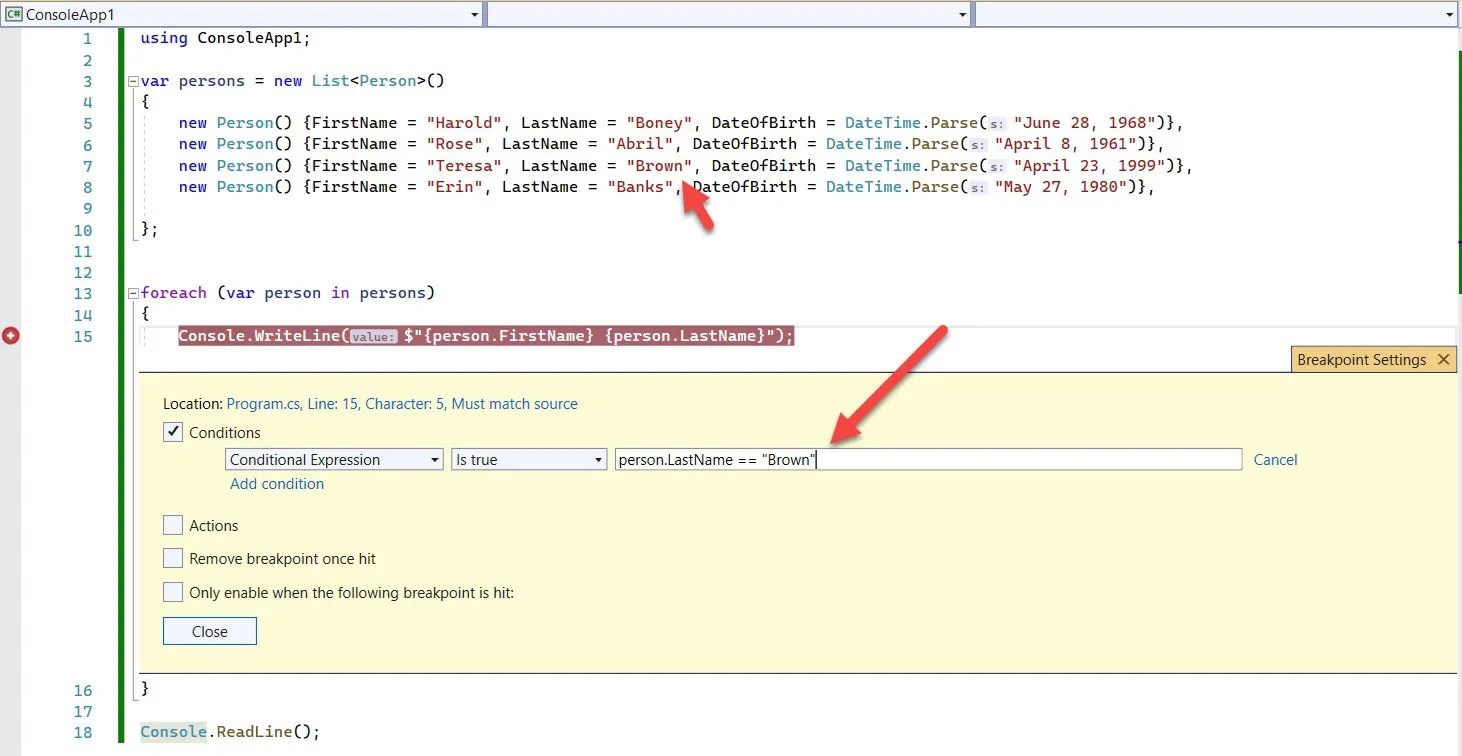 How to Use Conditional Breakpoints in the Visual Studio 2022 Debugger