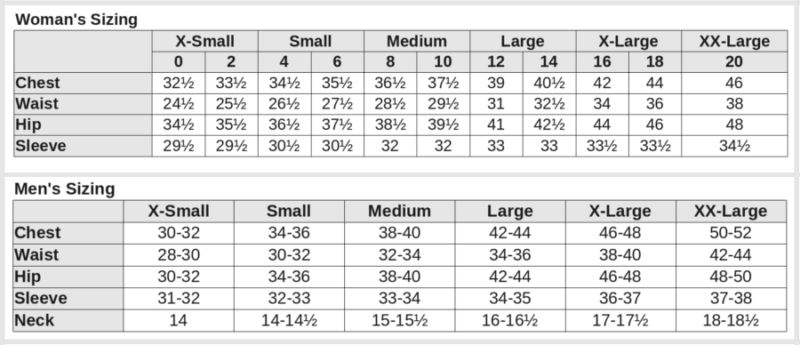 Clothes Sizes Conversion Chart