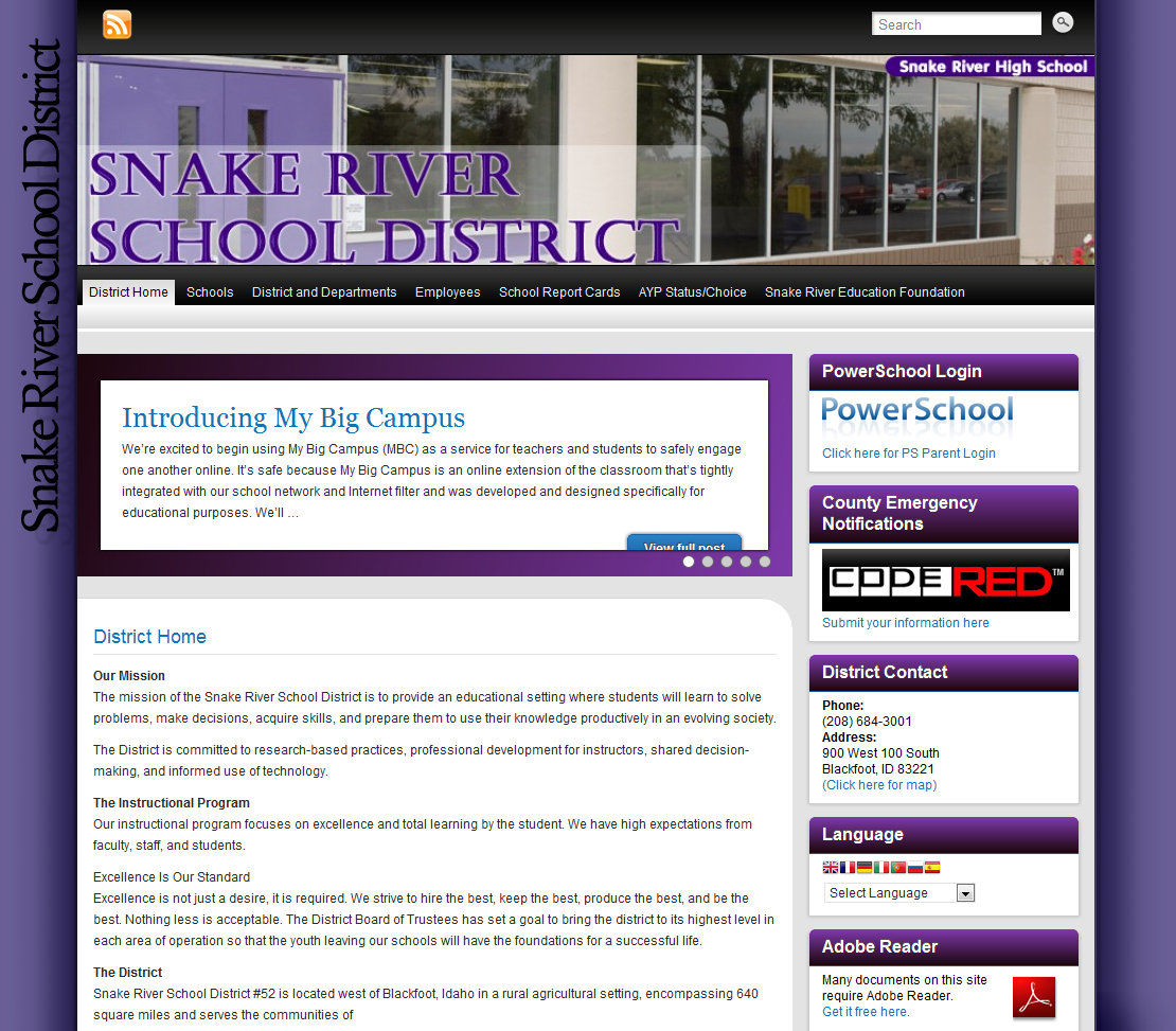 Snake River School District New sites YAY Technology
