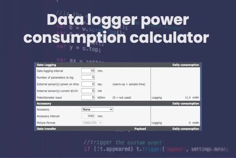 Data logger power consumption calculator