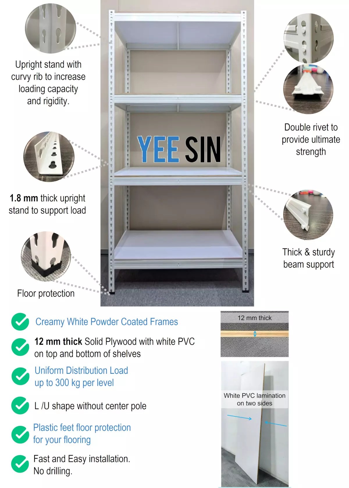 Double Rivet Boltless Rack with Metal Shelf Yee Sin Storage