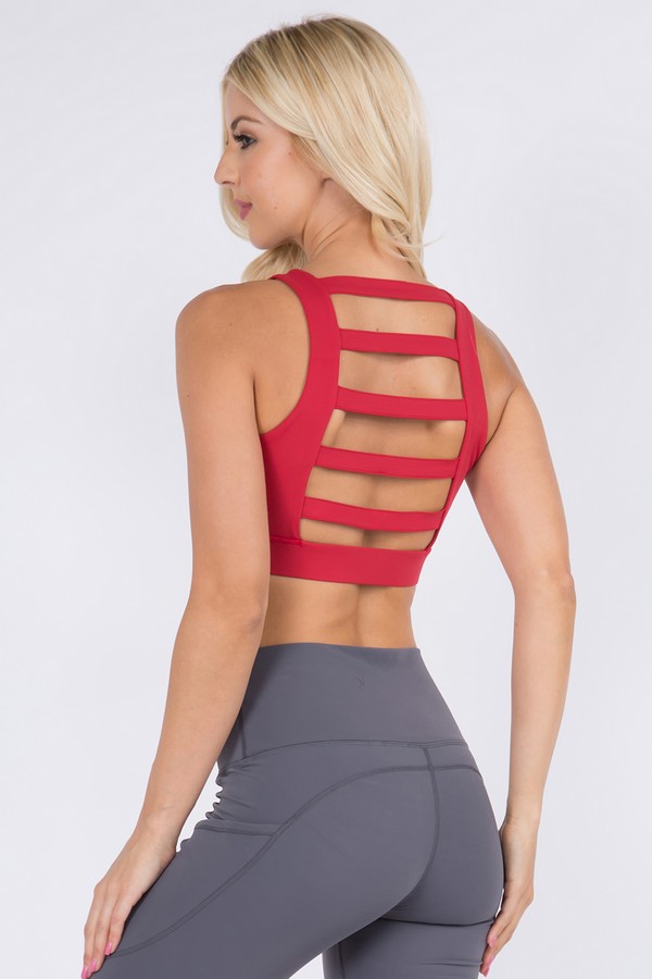 Women's Active Lattice Open Back Sports Bra Wholesale