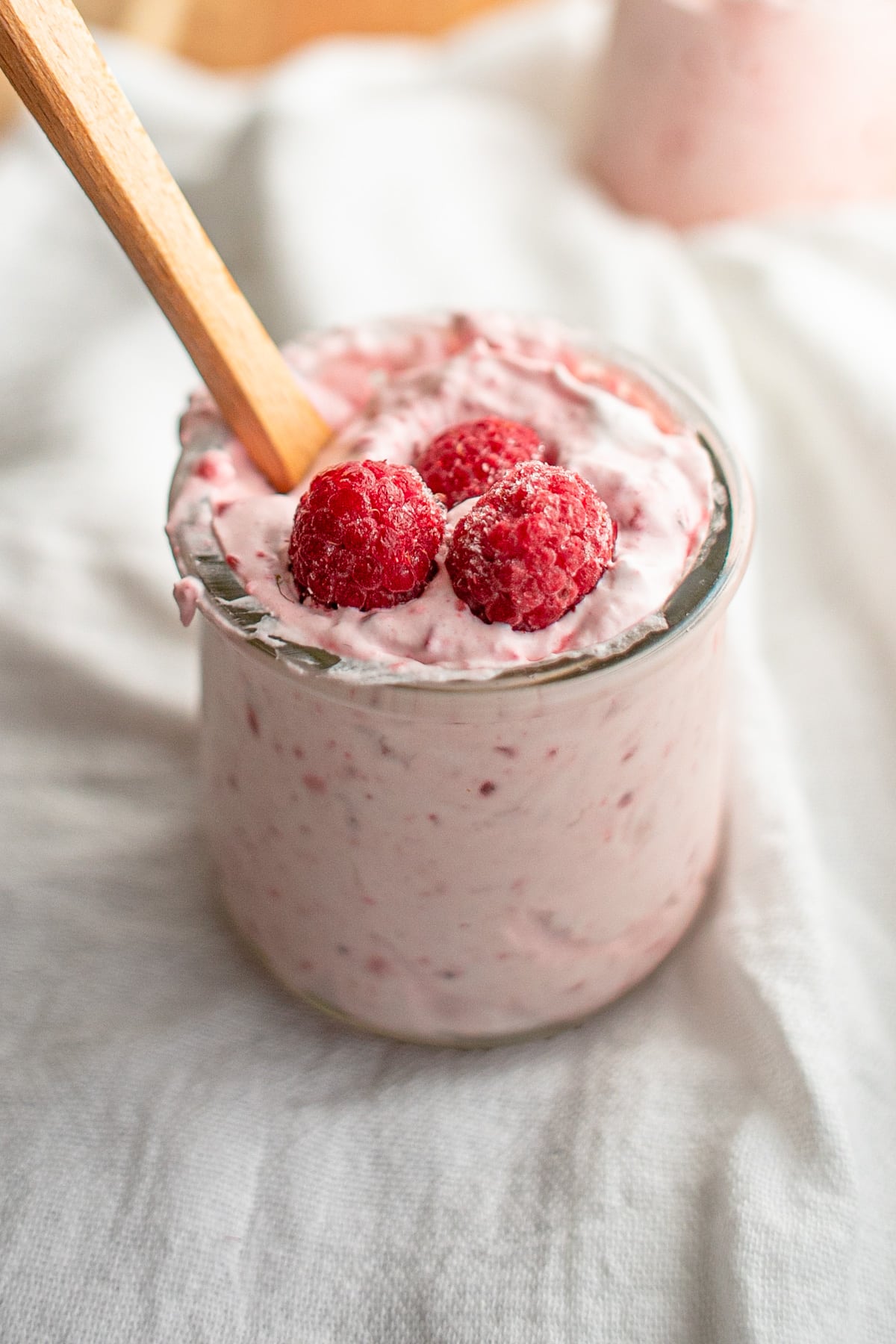 3Ingredient Keto Raspberry Mousse Yellow Glass Dish GF THMS